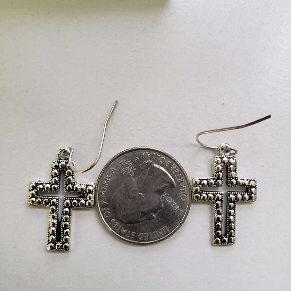 Sterling Silver Cross Earrings - Picture 3 of 3